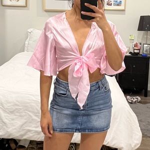 Omighty silk tie crop top